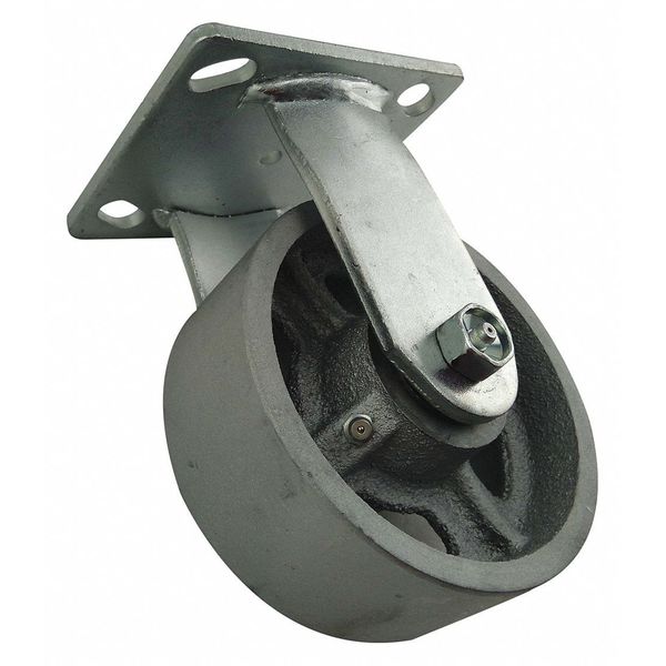 Rigid Plate Caster, Cast Irn, 5 in, 1000 lb