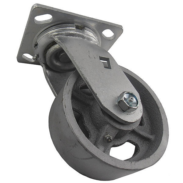 Swivel Plate Caster, Cst Irn, 5 in, 1000 lb