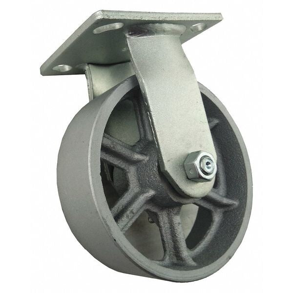 Rigid Plate Caster, Csst Irn, 6 in, 1200 lb