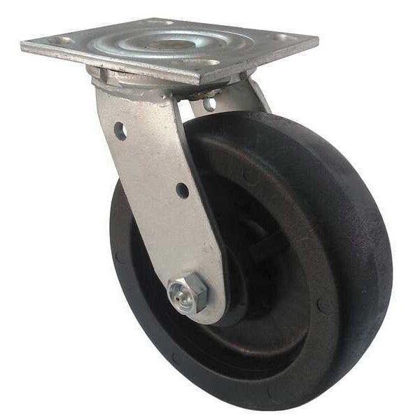 Swivel Plate Caster, Glass Nylon, 6 in, 1200 lb