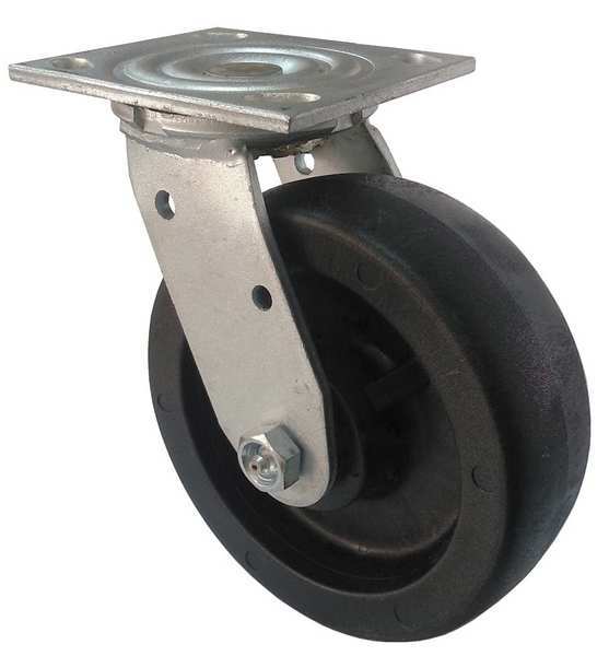 Swivel Plate Caster, Glass Nylon, 4 in, 800 lb.