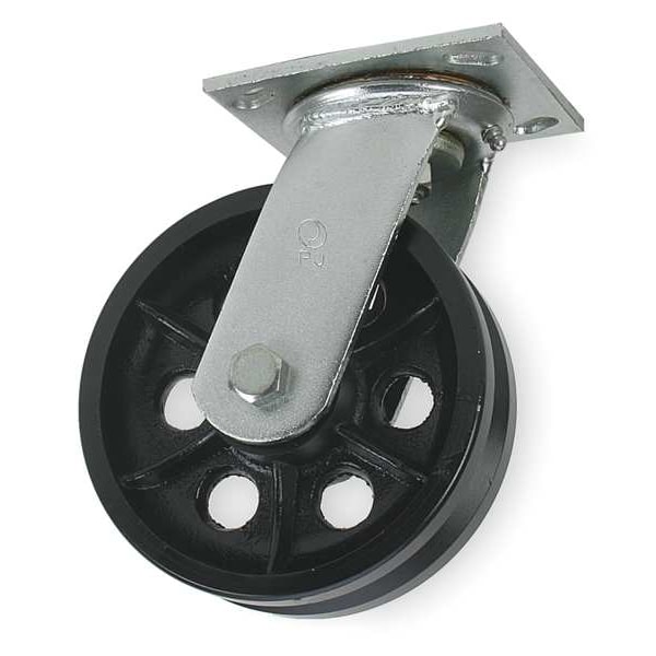 V-Grve Swivl Cstr, Cst Irn, 6 in, 1000 lb, B
