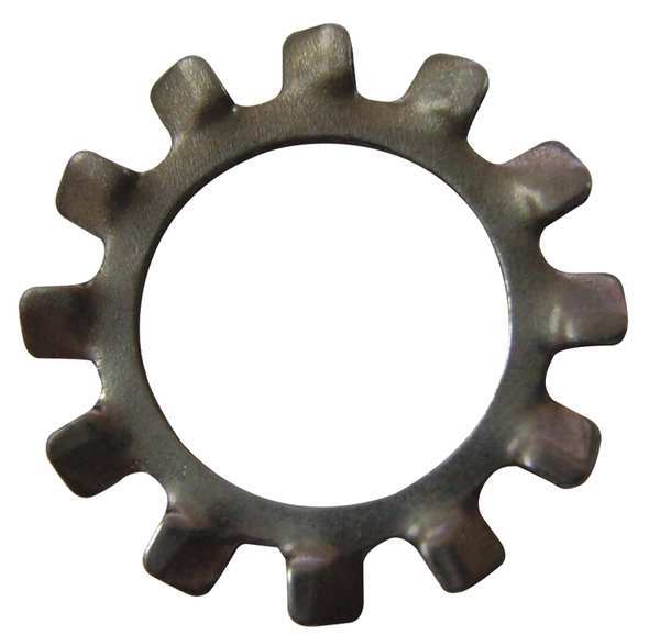 External Tooth Lock Washer, Fits Bolt Size #4 Stainless Steel, Plain Finish, 100 PK