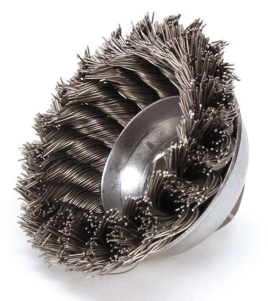 Knot Wire Cup Wire Brush, Arbor, 3-1/2