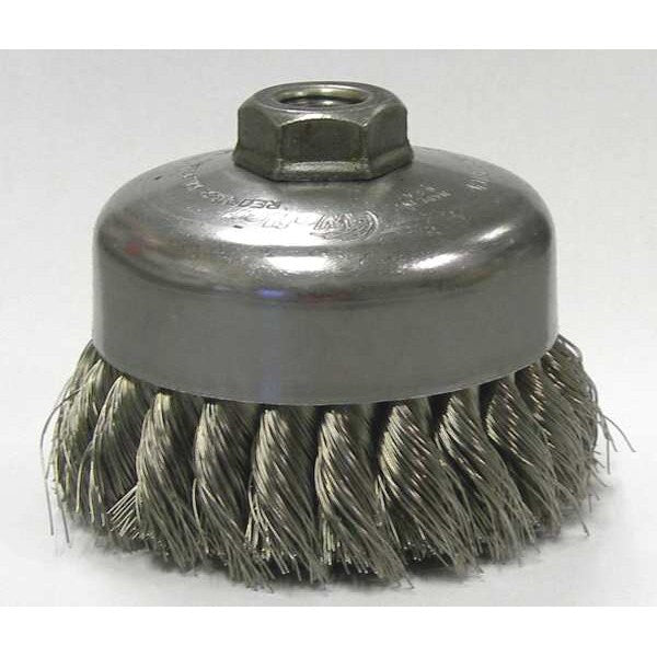 Knot Wire Cup Wire Brush, Threaded Arbor, 4