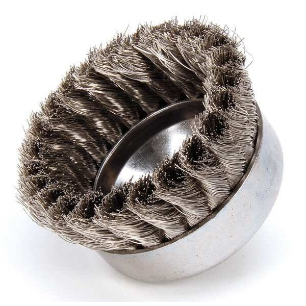 Knot Wire Cup Wire Brush, Threaded Arbor, 4