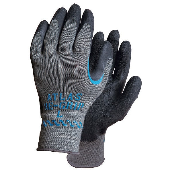 Natural Rubber Latex Coated Gloves, Palm Coverage, Black/Gray, S, PR