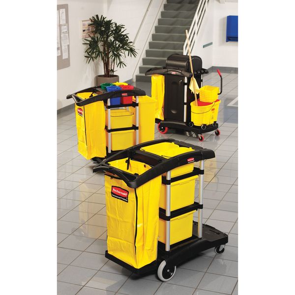 Janitor Cart, Black, Plastic/Aluminium