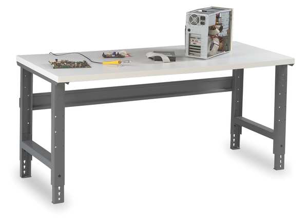 Bolted Plastic Top Work Bench with Adjustable Legs, Laminate, 72