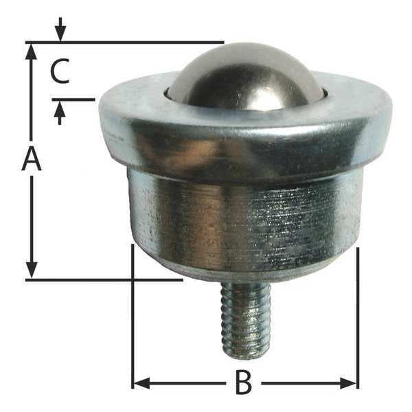 Ball Transfer, Threaded, 5/8In Ball Dia