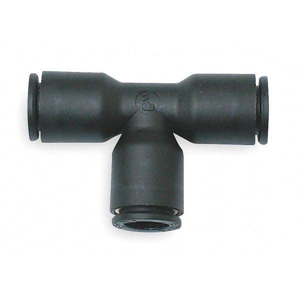 Union Tee, 3/8 in Tube Size, Push-to-Connect, Nylon, Black, 10 Pack