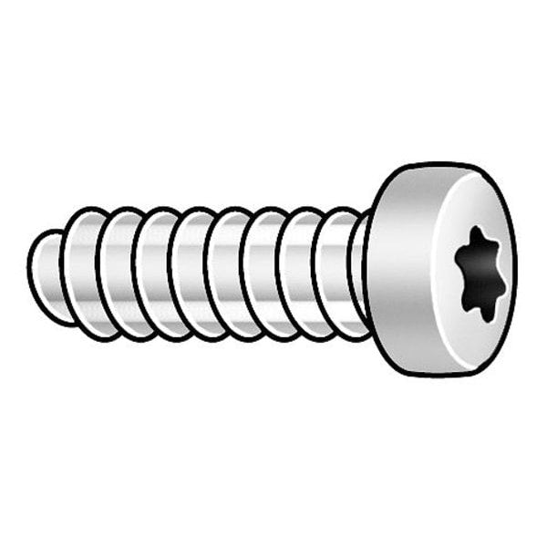 Thread Cutting Screw, M1.4 x 5 mm, Trivalent Clear Chromate, Zinc Steel Pan Head Torx Drive, 25 PK