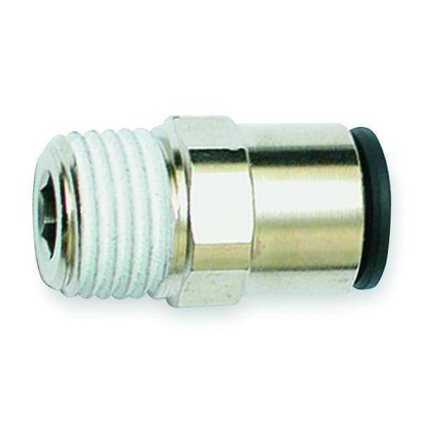 Nylon Male Connector, Push-to-Connect x MNPT, For 3/8 in Tube OD, For 3/8 in Pipe Size, Black, 10 PK