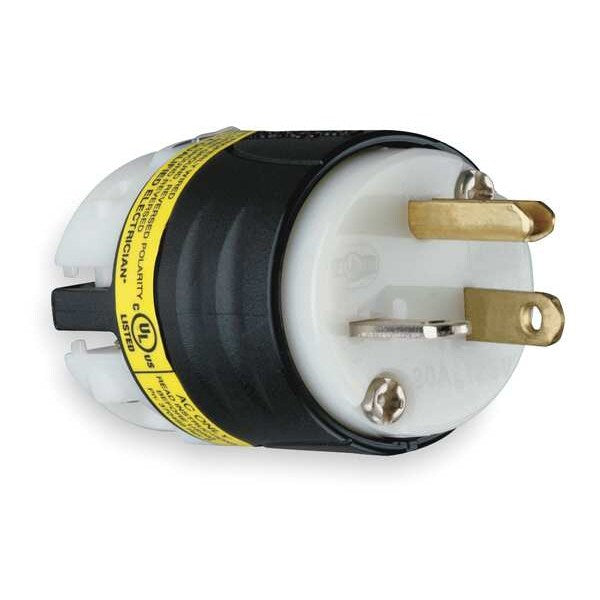 3 Wire Ground Monitoring Straight Blade Plug 125VAC 20A