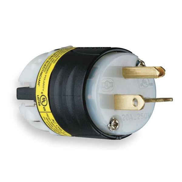 3 Wire Ground Monitoring Straight Blade Plug 250VAC 20A