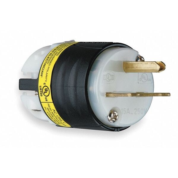 3 Wire Ground Monitoring Straight Blade Plug 250VAC 15A