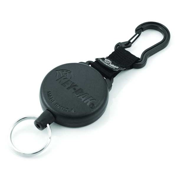 Key Reel, Split Ring Type, 1 1/8 in Ring Size, Black