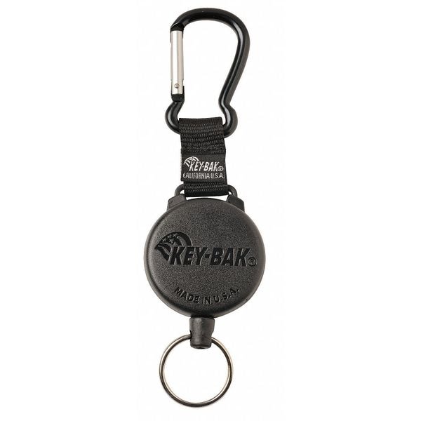 Key Reel, Split Ring Type, 1 1/8 in Ring Size, Black