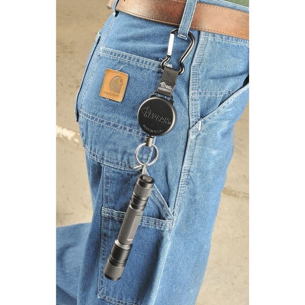 Key Reel, Split Ring Type, 1 1/8 in Ring Size, Black