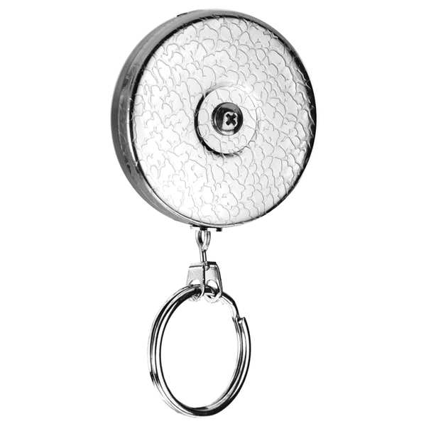 Key Reel, Split Ring Type, 1 1/8 in Ring Size, Chrome