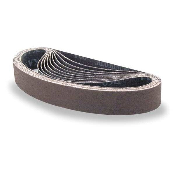 Sanding Belt, Coated, 1 1/8 in W, 21 in L, 100 Grit, Fine, Aluminum Oxide, Brown