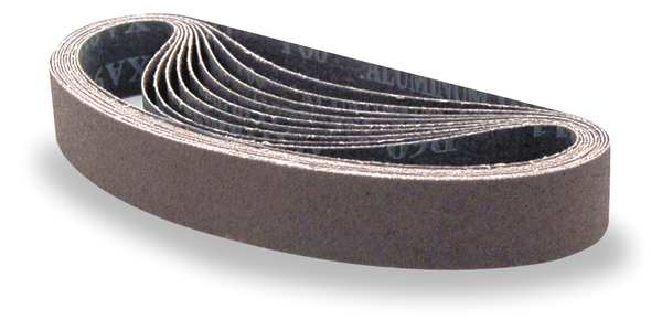 Sanding Belt, Coated, 1 1/8 in W, 21 in L, 60 Grit, Medium, Aluminum Oxide, Brown