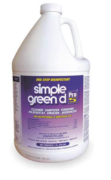 Disinfectant/Sanitizer, 1 gal. Bottle, Unscented, Green