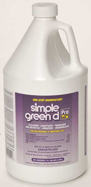 Disinfectant/Sanitizer, 1 gal. Bottle, Unscented, Green