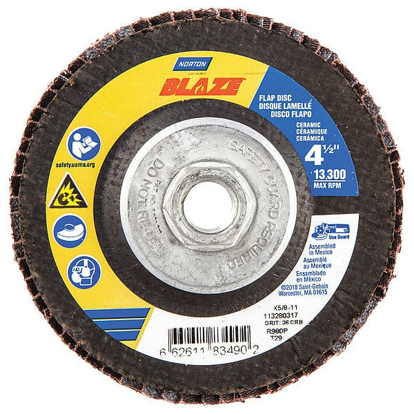 Arbor Flap Disc, 4-1/2, 36, Extra Coarse