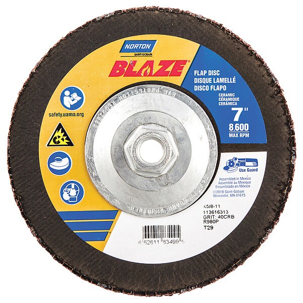Arbor Mount Flap Disc, 7in, 40, Coarse