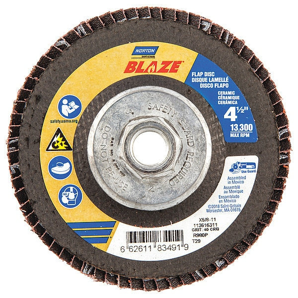 Arbor Mount Flap Disc, 4-1/2in, 40, Coarse