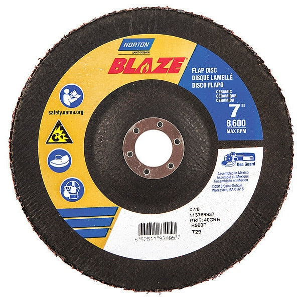 Arbor Mount Flap Disc, 7in, 40, Coarse