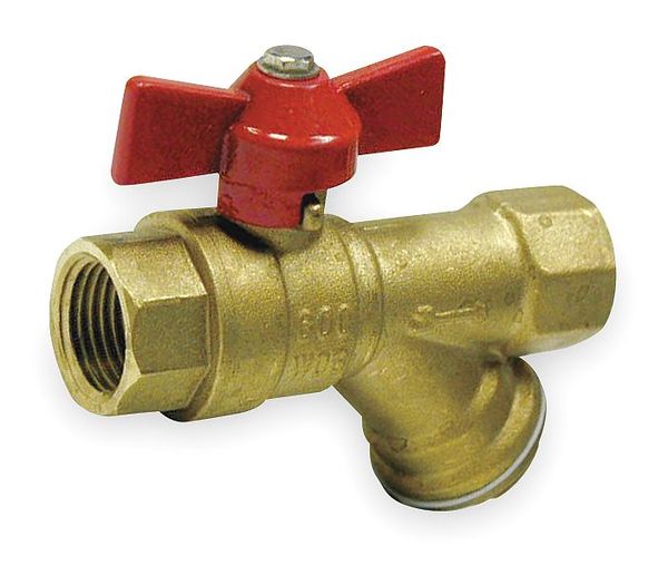Ball Valve, Brass, 1/2 In NPT F x F