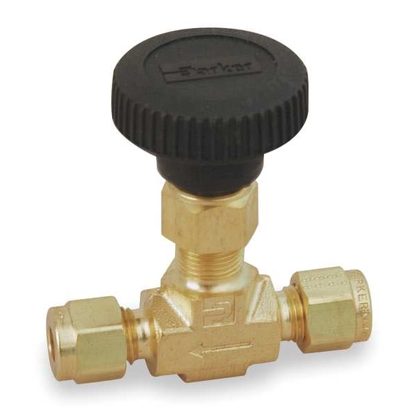 Needle Valve, Straight, Brass, 1/4 In.