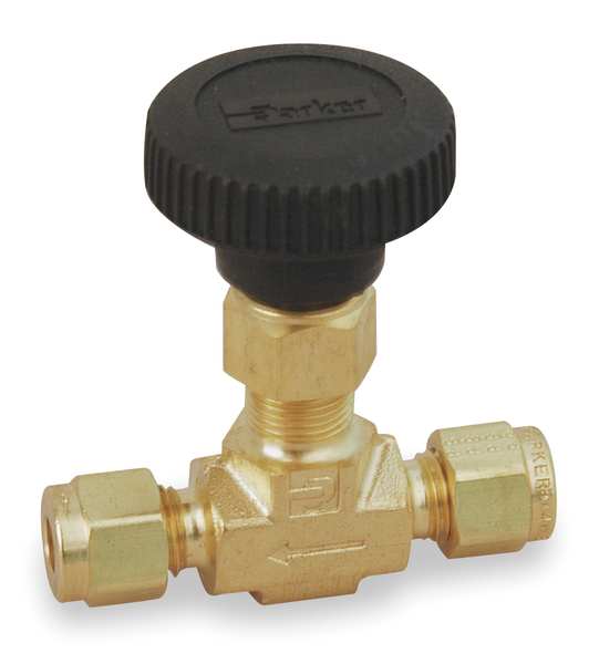Needle Valve, Straight, Brass, 1/2 In.