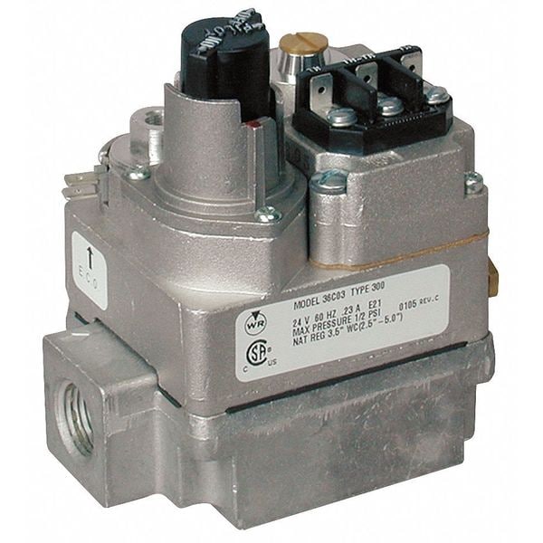 Gas Valve, NG/LP, Standing Pilot, 24VAC, 2.5 to 5.0 in wc, 0.23 A