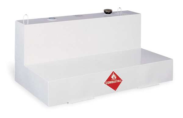 JOBOX 100 Gallon White L-Shaped Steel Liquid Transfer Tank for Trucks