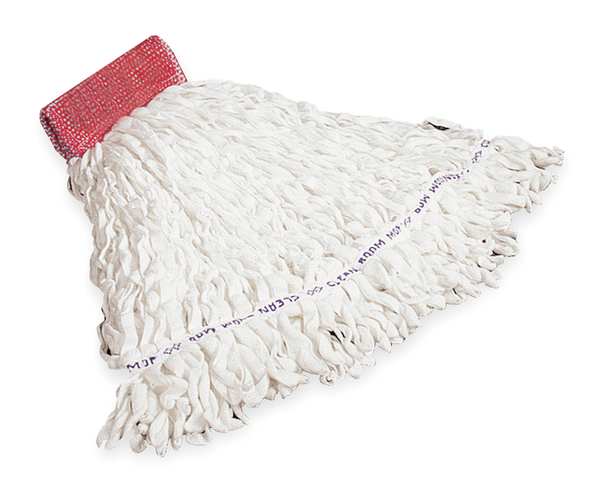 5 in String Wet Mop, 20 oz Dry Wt, Side Gate Connection, Looped-End, White, Polyester/Rayon