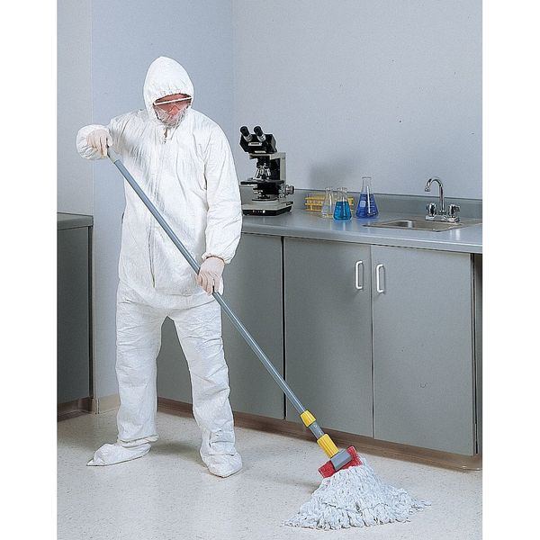 5 in String Wet Mop, 20 oz Dry Wt, Side Gate Connection, Looped-End, White, Polyester/Rayon