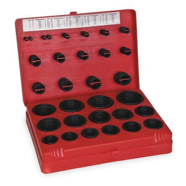 O-Ring Assortment, Buna N, 385 Pcs, 30 Szs