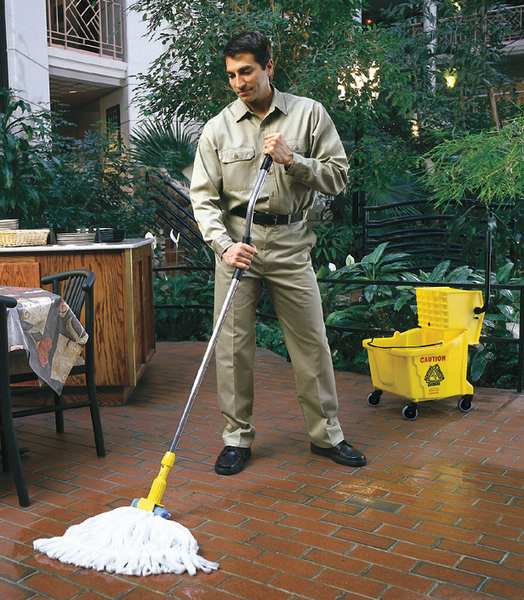 5 in String Wet Mop, 28 oz Dry Wt, Side Gate Connection, Looped-End, White, Cotton