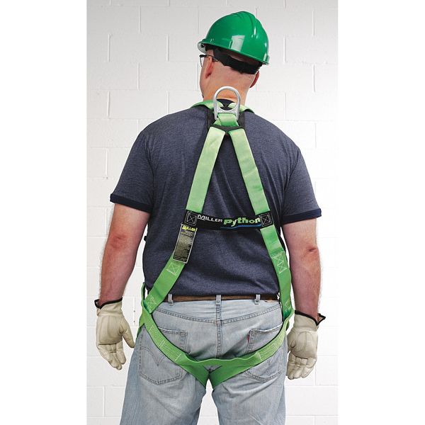 Full Body Harness, Vest Style, L/XL, Polyester, Green