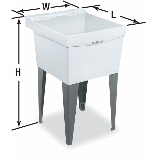 20 in W x 24 in L x 34 in H, Floor Mount, Thermoplastic, Utility Sink