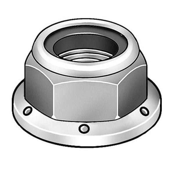 Nylon Insert Lock Nut, #10-24, Steel, Grade A, Zinc Plated, 1/8 in Ht, 100 PK
