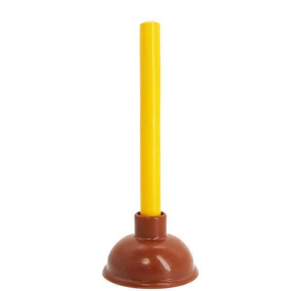 Forced Cup Plunger, Durable Rubber, 4 in Cup Dia, 8 in Wood Handle