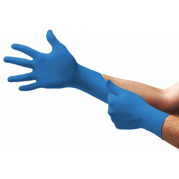 Disposable Nitrile Gloves with Textured Fingertips, Nitrile, Powder-Free, Medium (8), Blue, 100 Pack