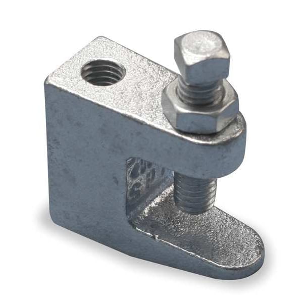 Beam Clamp, C-Clamp, For 3/8 in Threaded Rod, Electro-Galvanized Cast Iron, 500 lb Load Capacity