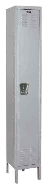 Antimicrobial Wardrobe Locker, 12 in W, 18 in D, 78 in H, (1) Tier, (1) Wide, Light Gray