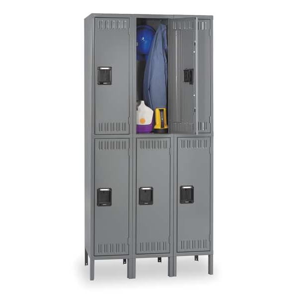 Wardrobe Locker, 36 in W, 18 in D, 78 in H, (2) Tier, (3) Wide, Gray