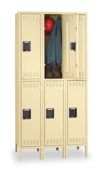 Wardrobe Locker, 45 in W, 18 in D, 78 in H, (2) Tier, (3) Wide, Sand